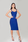 Vestido de Bandagem Midi Azul Marinho - Lizzi