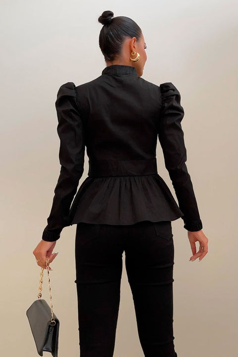 Camisa Peplum Manga Bufante - Lizzi