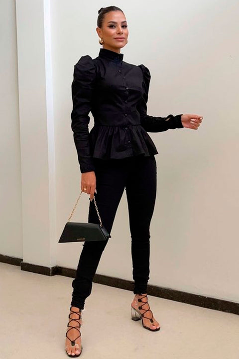 Camisa Peplum Manga Bufante - Lizzi