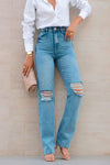 Calça Wide Leg Jeans Destroyed - Lizzi