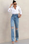 Calça Wide Leg Jeans Destroyed - Lizzi