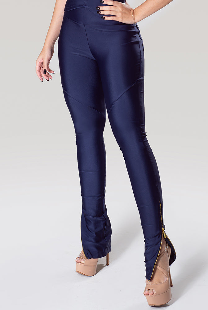 Azul Marinho CalÇa De Malha Com ElÁstico Na Cintura CALÇA EM BRIM