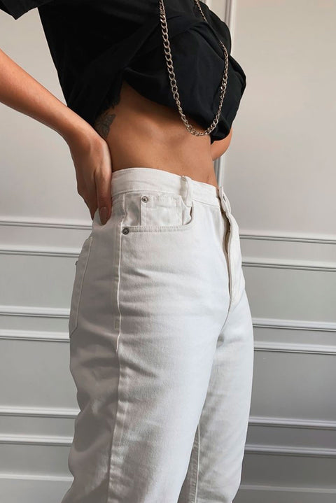 Calça Mom Jeans Off White - Lizzi