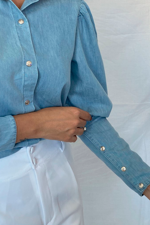 Camisa Manga Bufante Jeans - Lizzi