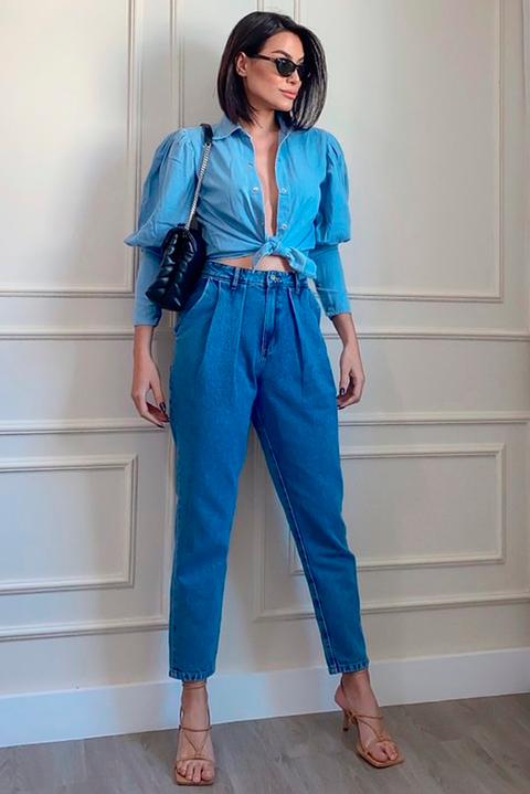 Camisa Manga Bufante Jeans - Lizzi