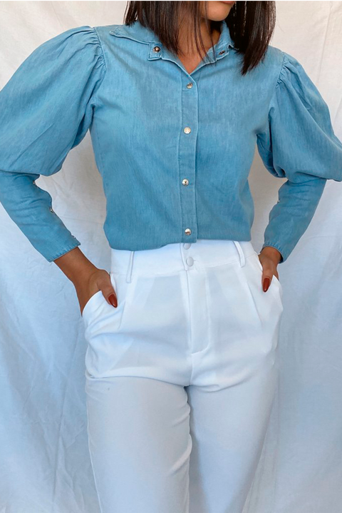 Camisa Manga Bufante Jeans - Lizzi