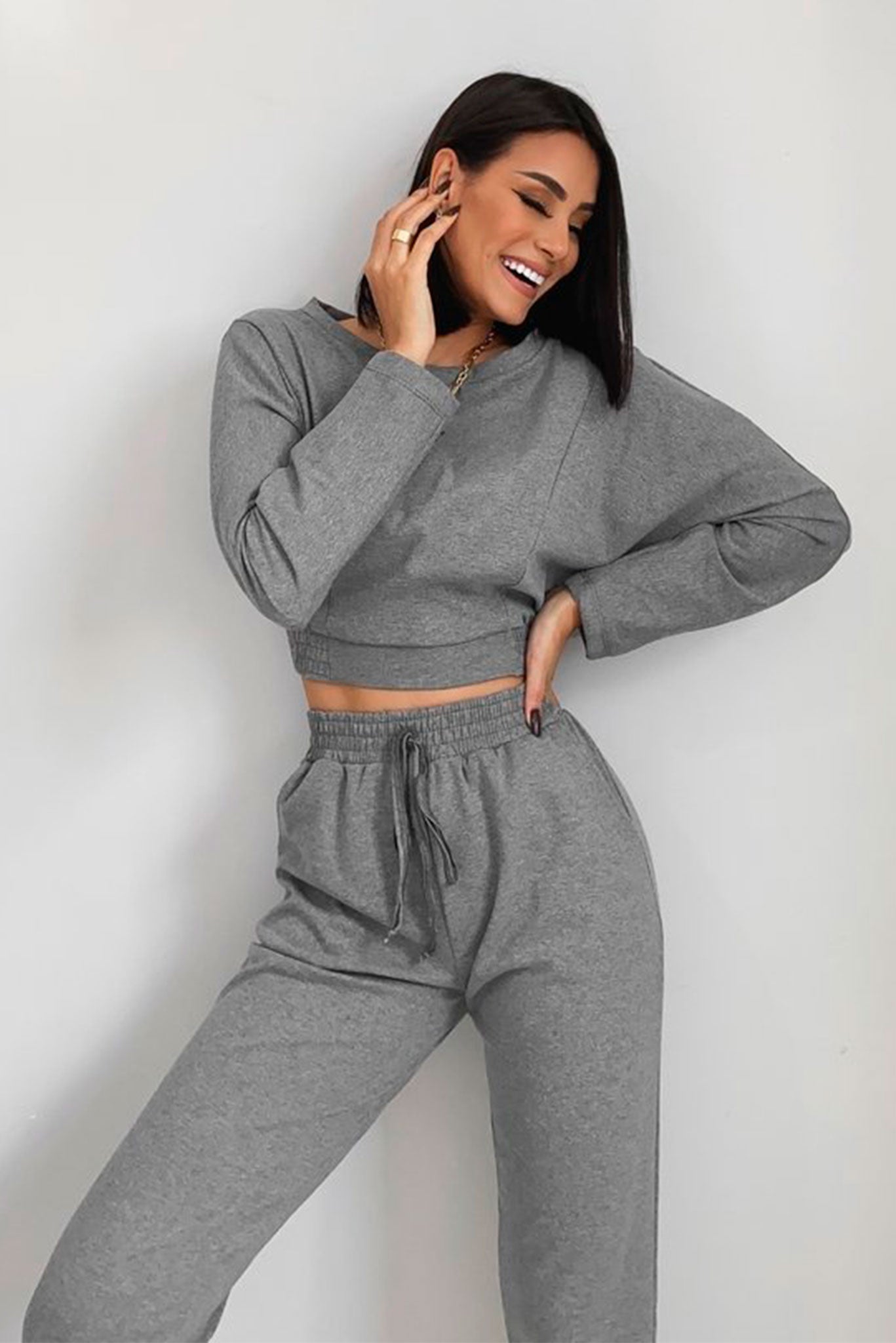 Conjunto Moletom Cinza– Lizzi