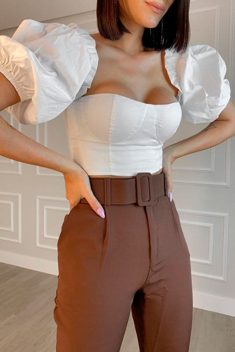 Cropped Manga Princesa Ombro a Ombro - Lizzi
