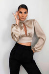 Cropped Seda Gola Alta Champagne - Lizzi