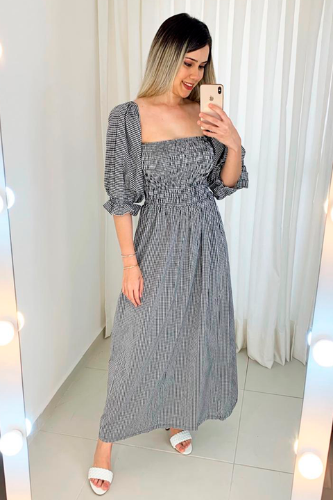 Vestido Manga Bufante - Lizzi